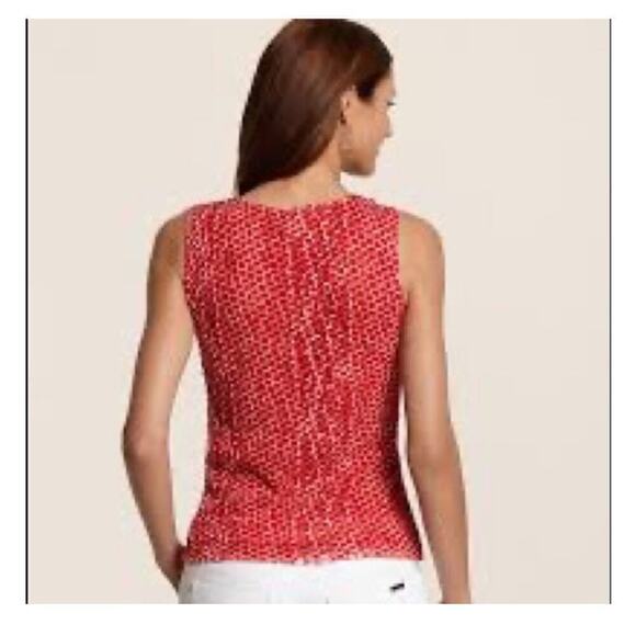 Chicos Dotted Mesh Alanis One Ruffle Tank Red White Size 1 / Medium - Picture 2 of 6